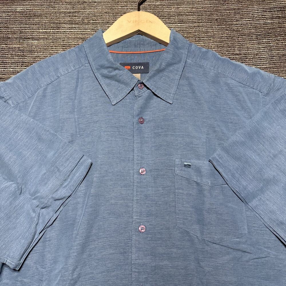 Cova Camp Shirt Men's XL Blue Short Sleeve Button Up Pocket Hawaiian Summer